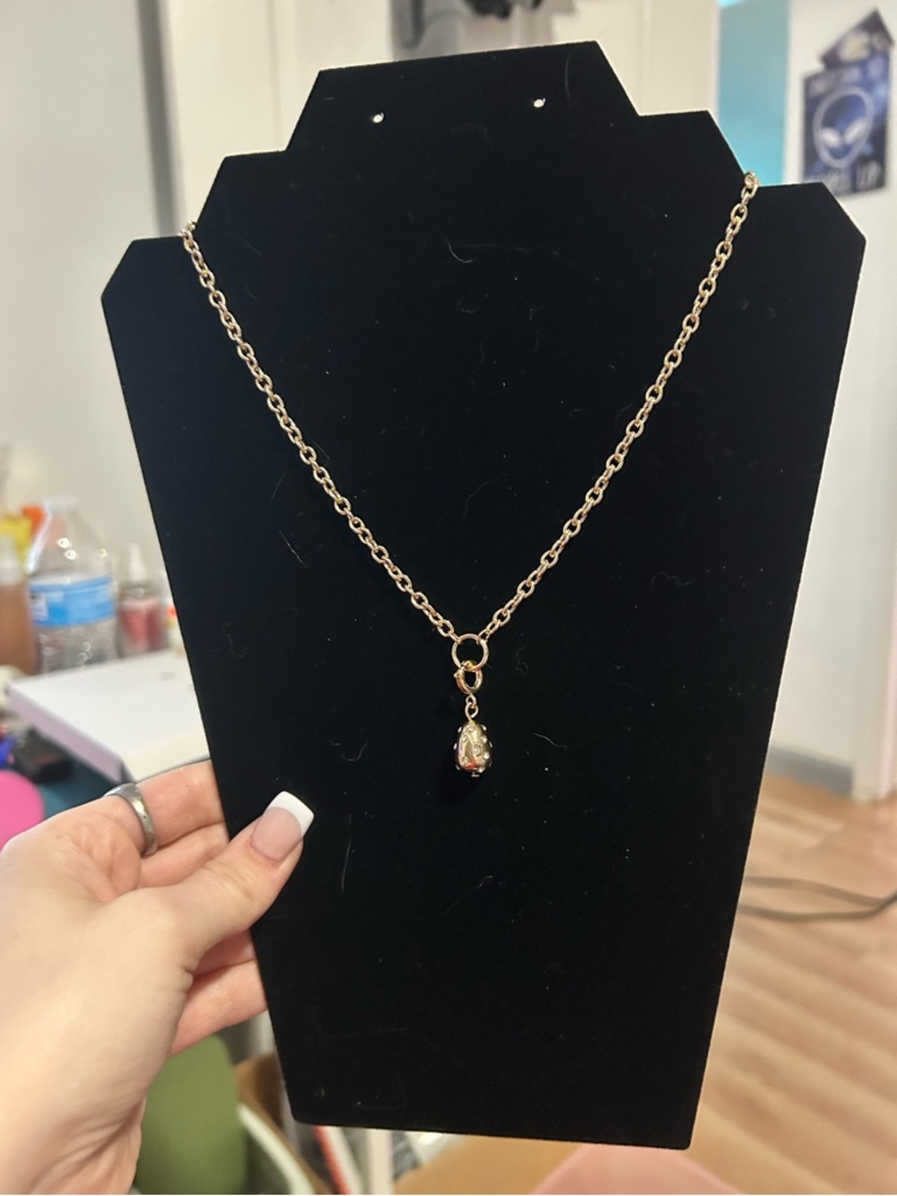a new day Gold-Tone Chain Necklace with Teardrop Charm